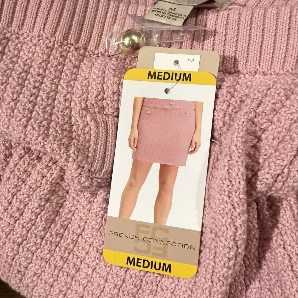 NWT French Connection Women's Mini Sweater Skirt Pink Size Medium